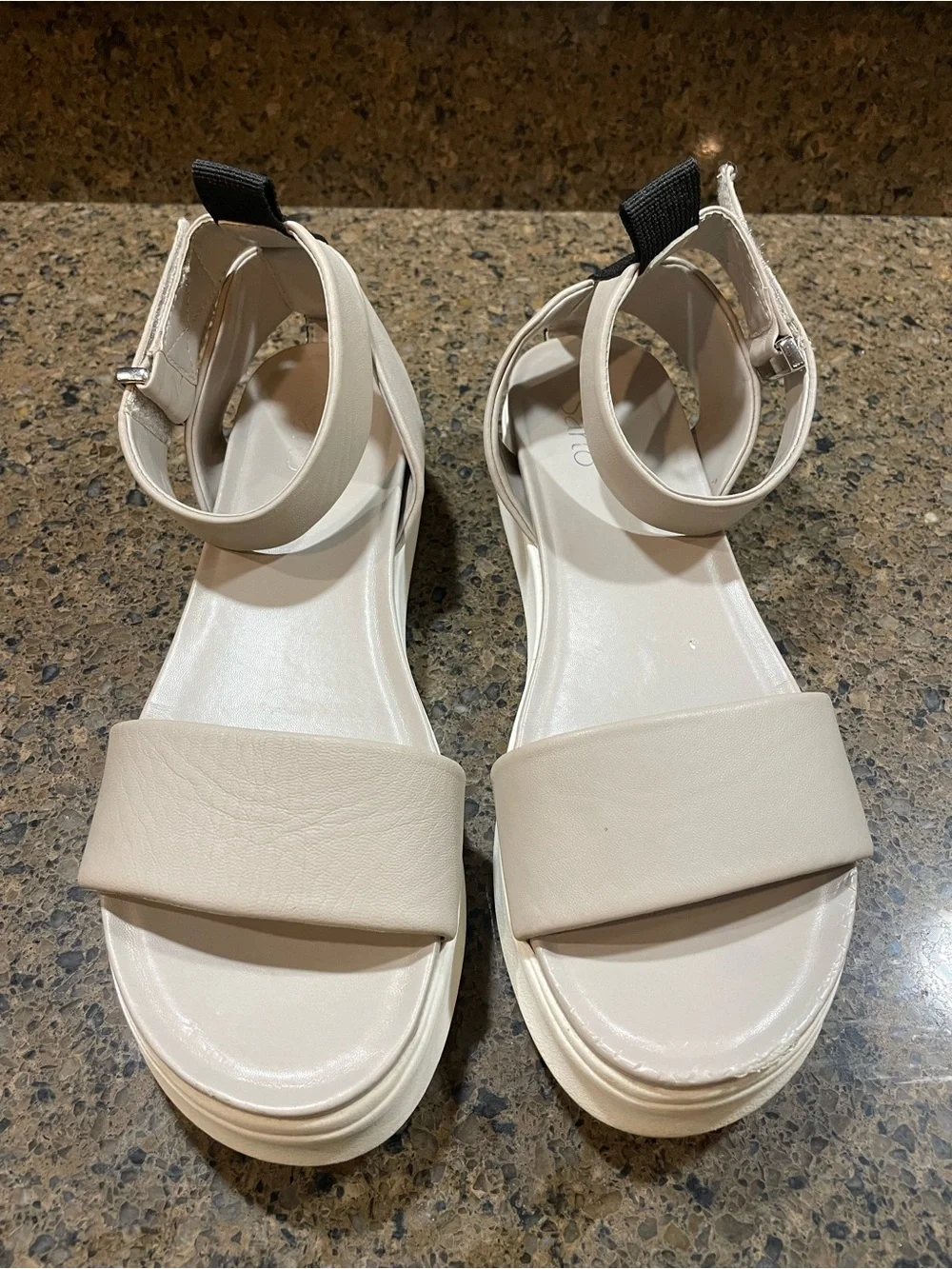 Wear w Anything! Franco Sarto Emmett Platform Sandal White Gray Sz 9 Velcro
